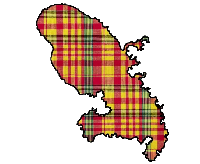 Illustrated map of Martinique in madras pattern